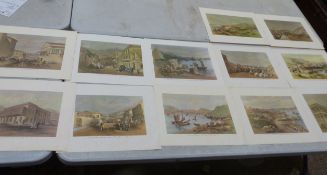 A collection of 12 Lithographs, mostly depicting scenes from Hong Kong. All in good condition.