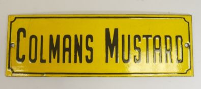 Enamel 'Colmans Mustard' advertising sign. (H: 10cm x L: 30.5cm)