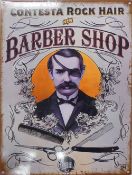 Medium size tin 'Barber Shop' advertising sign. (H: 40cm x L: 30cm)