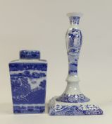 Italian Blue/White Spode Design large footed candle stick together with Ringtones Tea Merchants