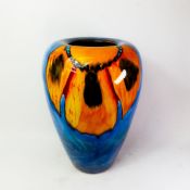 Large Poole tapering vase with inverted rim, Wild Poppy pattern, height 45cm.