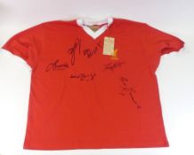Retro style Liverpool FC t-shirt, signed by Sammy Lee, David Fairclough, Alan Kennedy and Ronnie