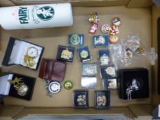 Mixed collectables to include modern quartz pocket watches, including an LNER example, enamel