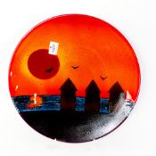 A Poole Pottery limited edition charger, Silhouette, signed by Alan White, diameter 40cm.
