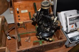 A CASED THEODOLITE, comprising a Cooke, Troughton & Simms Ltd theodolite, no 35177, black and