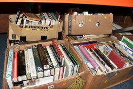 SIX BOXES OF BOOKS, over one hundred books, subjects include gardening, wood turning, woodwork,