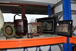 A SMALL GROUP OF CHINESE ITEMS, comprising a traditional style wedding basket, a jewellery box