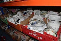 SIX BOXES AND LOOSE TEA AND DINNER WARES, to include two Chinese celadon glazed tea plates and a