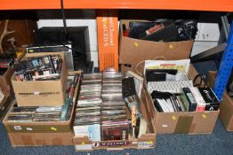 FIVE BOXES AND LOOSE MISCELLANEOUS ITEMS, to include closed channel tripod CEB-S, box of mixed