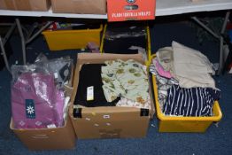 SIX BOXES OF WOMEN'S CLOTHES to include a variety of high street clothes comprising unopened jumpers
