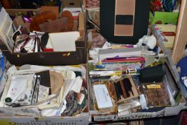 EIGHT BOXES AND LOOSE SEWING, ART AND CRAFT MATERIALS, to include two tins of Faber-Castell Albrecht