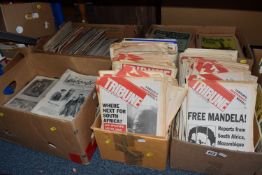 FIVE BOXES OF NEWSPAPERS, JOURNALS AND MAGAZINES, to include Reynolds's Miscellany from the 1860s,
