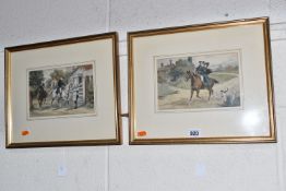 DOROTHY TRAVERS-POPE (1884-1978) TWO GENRE WATERCOLOURS FEATURING FIGURES AND HORSES, the first