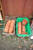 THREE TRAYS CONTAINING VINTAGE AND MODERN TERRACOTTA PLANT POTS of various sizes (50+)