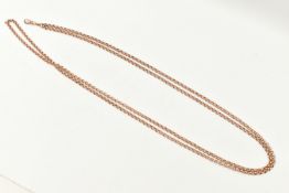 A LONGUARD CHAIN, a rose metal belcher chain, fitted with a single lobster clasp, approximate length