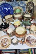 A COLLECTION OF DICKENSWARE PORCELAIN AND CERAMICS, comprising two Grimwald dishes, a Royal