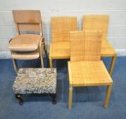A SET OF THREE IKEA CHAIRS, a pair of stacking chairs, along with a stool, condition report: all