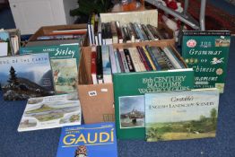 THREE BOXES OF ART BOOKS comprising over seventy miscellaneous titles, mostly in hardback formats to