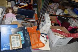 SEVEN BOXES AND LOOSE MISCELLANEOUS ITEMS to include two boxes of mixed Christmas decorations