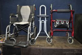 A KARMA MEDICAL ERGO LITE 2 FOLDING WHEELCHAIR with two footrests, a Travelator and a folding