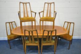 A MID 20TH CENTURY NATHAN TEAK EXTENDING DINING TABLE, with a single folding additional leaf,