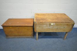 A 19TH CENTURY PINE PEMBROKE TABLE, with a single drawer, width 114cm x depth 71cm x height 74cm,