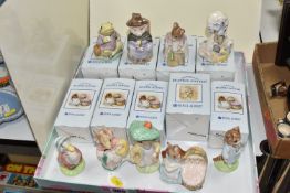 NINE ROYAL ALBERT BEATRIX POTTER FIGURES, to include Jeremy Fisher, And this Pig had none, Hunca
