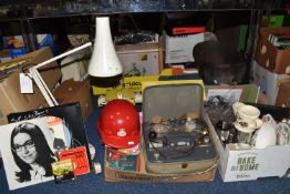 ONE BOX AND LOOSE MISCELLANEOUS ITEMS to include an Anglepoise-style lamp (no visible