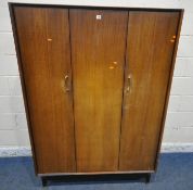 A MID CENTURY TEAK E GOMME G PLAN WARDROBE, with one bi-fold door and a single doors, width 123cm