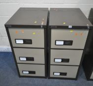 A PAIR OF EASISCAN THREE DRAWER FILING CABINETS, along with a matching four drawer cabinet,