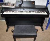 A CASIO CELVIANO AP-245 ELECTRONIC PIANO with manual, power supply, a Takstar headphone set and a