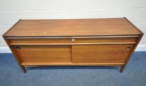 POSSIBLY YOUNGER, A MID CENTURY TEAK SIDEBOARD, fitted with two drawers, over double sliding