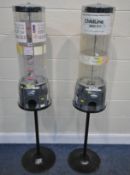 A PAIR OF RAINBOW VENDZ COIN OPERATED REVOLVING VENDING MACHINE / TOWER, height 158cm, condition