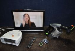 A SONY KDL-20S3000 20in TV WITH REMOTE, a Dimplex fan heater (PAT pass and working)