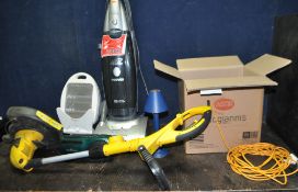 A JCB STRIMMER, a Hoover vacuum, a Bush portable radio, a heater (all UNTESTED) etc (7)