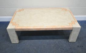 A MAGNUSSEN PRESIDENTIAL MARBLE EFFECT RECTANGULAR COFFEE TABLE, width 127cm x depth 77cm x height