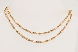 A 9CT GOLD FANCY LINK CHAIN, fitted with a spring clasp, hallmarked 9ct Birmingham, length 600mm,