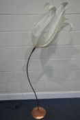 COLIN CHETWOOD, THE CURVED FAITH LIGHT, with a sculptural flower head lamp shade, which is made with