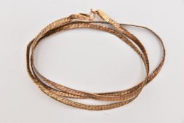 A 9CT GOLD FLAT HERRINGBONE CHAIN, fitted with a spring clasp, hallmarked 9ct Sheffield import,