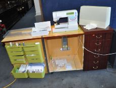 A HORN COLLECTION SEWING CABINET CONTAINING A PFAFF CREATIVE 7550 SEWING MACHINE (spares or