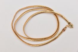 A 9CT GOLD HERRINGBONE CHAIN, fitted with a spring clasp, hallmarked 9ct Birmingham, length 440mm,