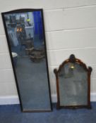 A STAG MIRROR, 134cm x 43cm, along with a smaller mirror, condition report: marks, scuffs,