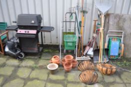 A SELECTION OF GARDEN MISCELLANEOUS, to include a Sterling gas barbecue, a selection of garden