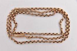 A YELLOW METAL BELCHER CHAIN, fitted with an integrated barrel clasp, stamped 9ct, length 460mm,