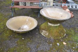 THREE CONCRETE PANCHEON all 90cm in diameter. Condition Report: all have weathering and losses to