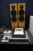 A PAIR OF SONY SS-B4ED FLOOR STANDING HI FI SPEAKERS, a Technics SL-J3 linear tracking turntable (