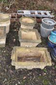 THREE WILLOWSTONE GARDEN PLANTERS, comprising of one rectangular length 67cm, a square and a