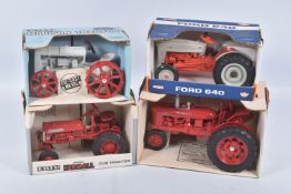 FOUR BOXED DIE-CAST ERTL 1/16 SCALE AGRICULTURALL VEHICLES, the first an Antique Fordson Tractor,
