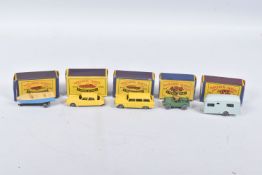 FIVE BOXED MOKO LESNEY MODELS, Land Rover, No.12, 1st version, crimped axles, Berkeley Cavalier