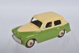 AN UNBOXED DINKY TOYS HILLMAN MINX, No.154, later two tone issue with lime green lower body, cream